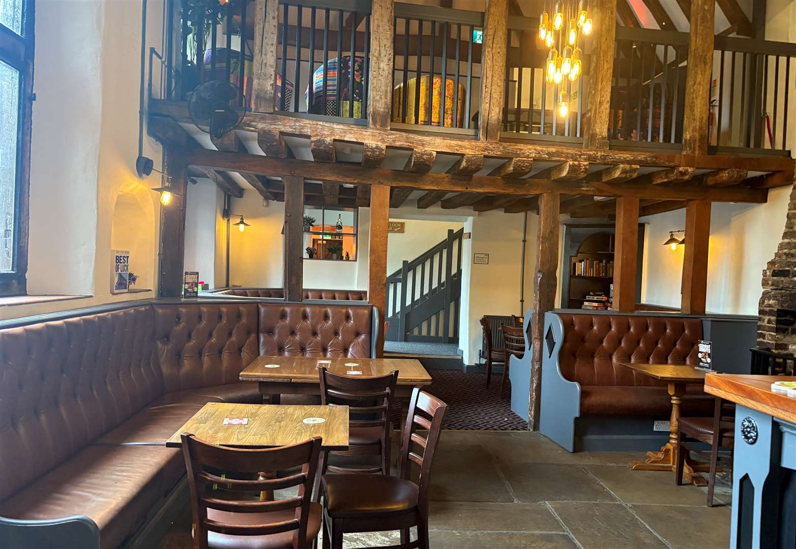 The downstairs bar area serves real ales, cocktails and more