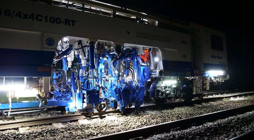 Tamping machines like this one will be used on the Fen Line next week. Picture: Network Rail