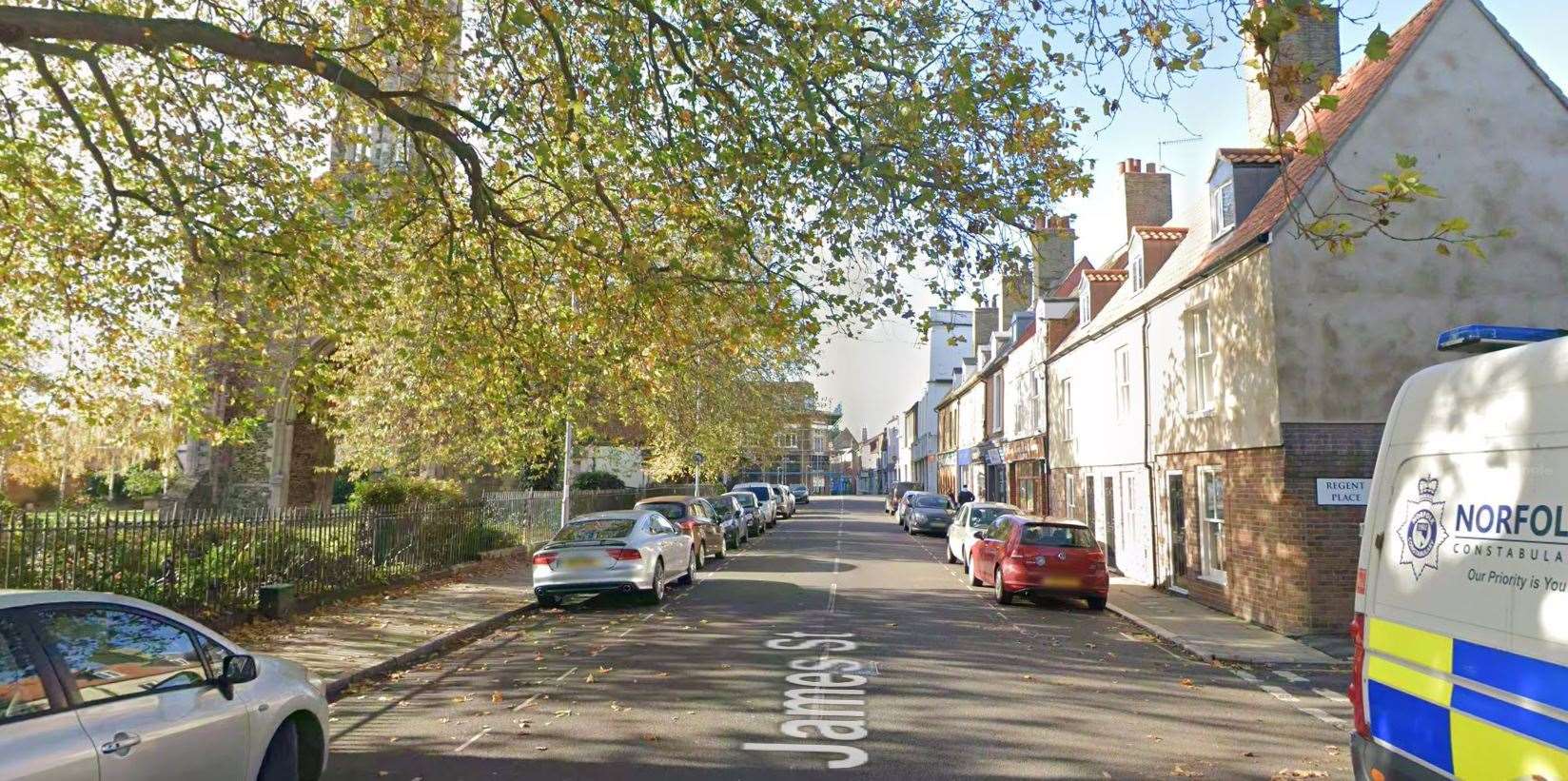 Rudolf Simkuns was stopped on St James Street in Lynn. Pictures: Google Maps