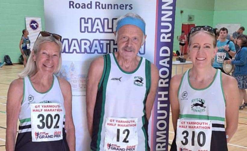Ryston Runners' Jane Ashby, Eamonn McCusker and Anna Smith at the Great Yarmouth Half Marathon.
