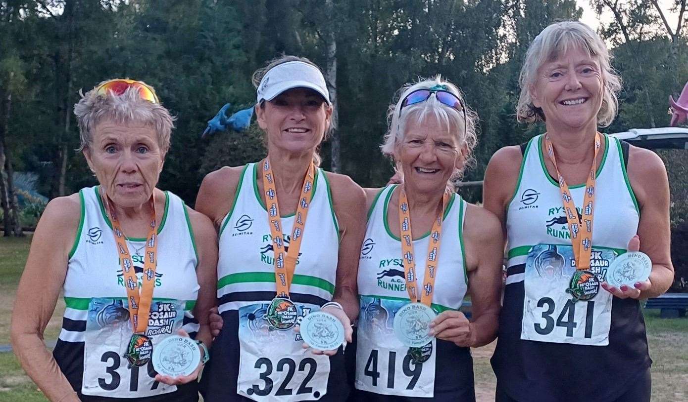 The Dinosaur Dash saw Lynne Howlett, Ruth Chadwick, Pauline Sparrow and Linda Marshall win their respective categories
