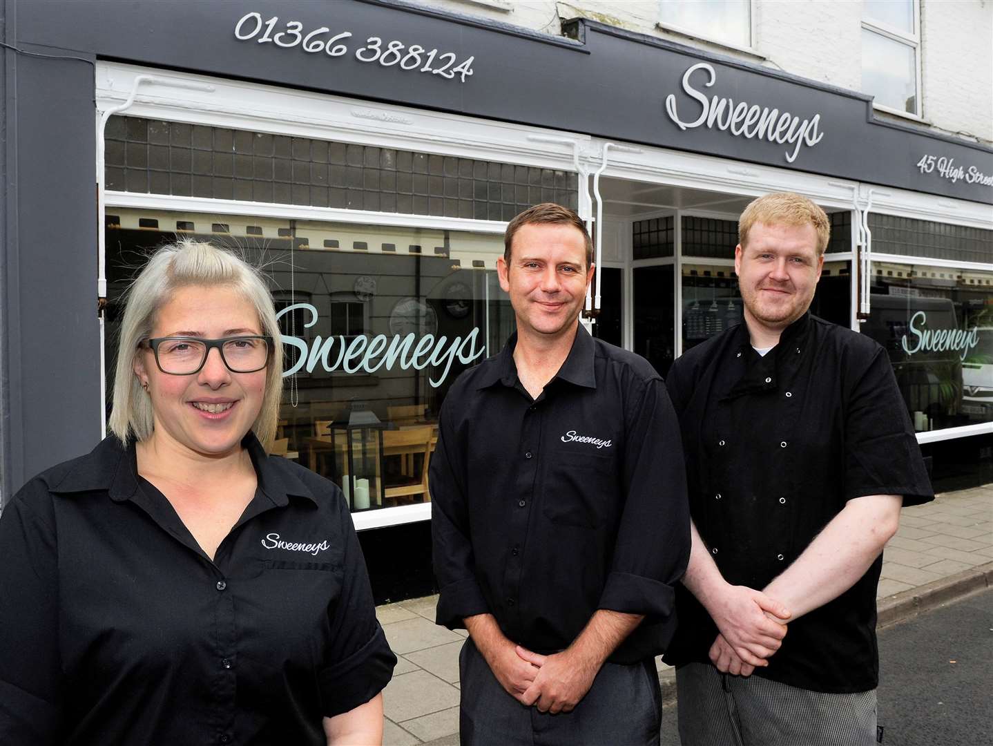 Sweeneys restaurant opens in Downham Market, from left: Hannah Sweeney, Nathan Kennedy, Sam Self