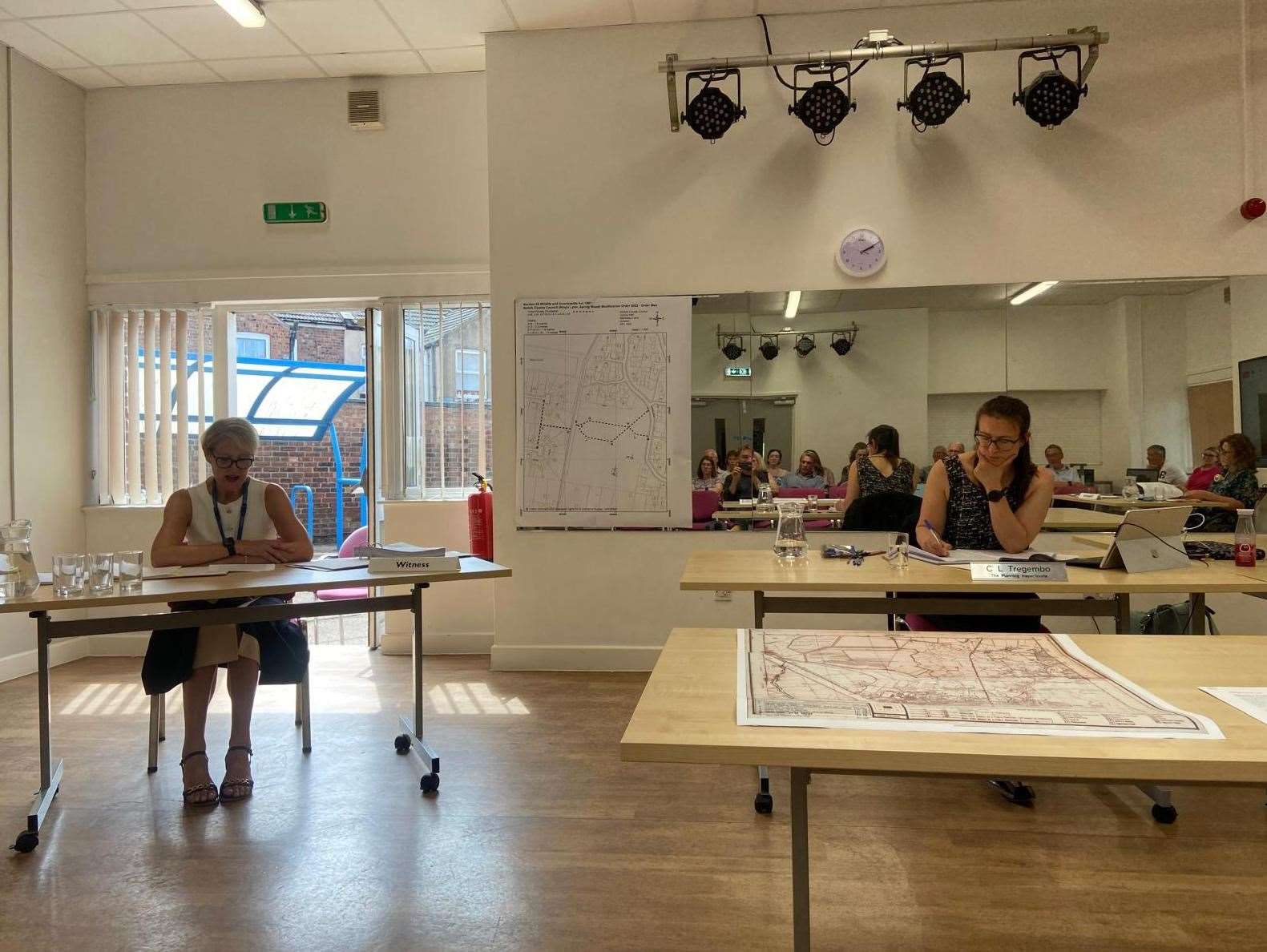 The planning inspector hears evidence from Jo Rust, a West Norfolk councillor and resident