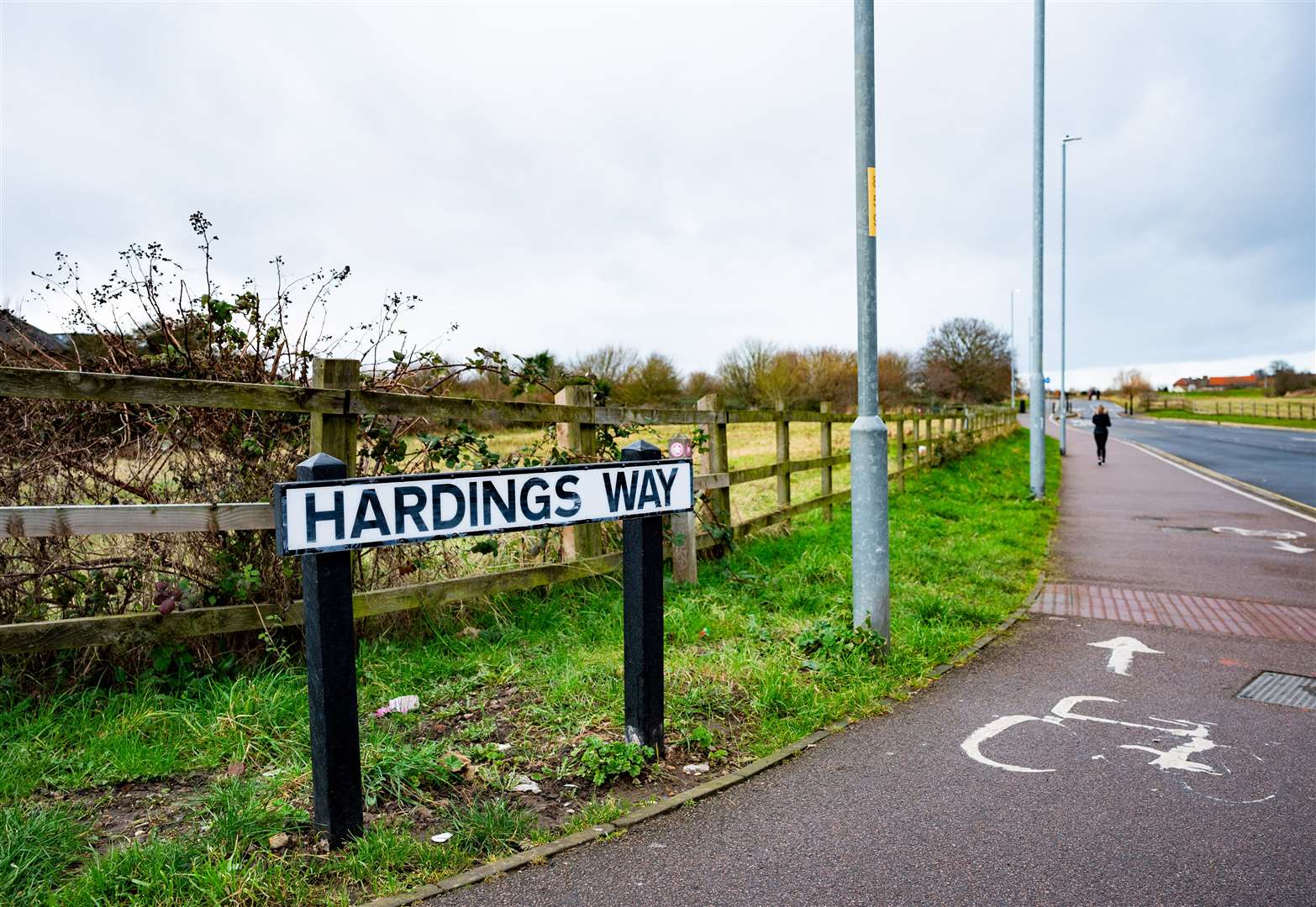 Hardings Way currently has a cycle and bus lane in operation. Picture: Ian Burt