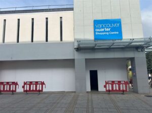 Building boarded up as casino construction begins