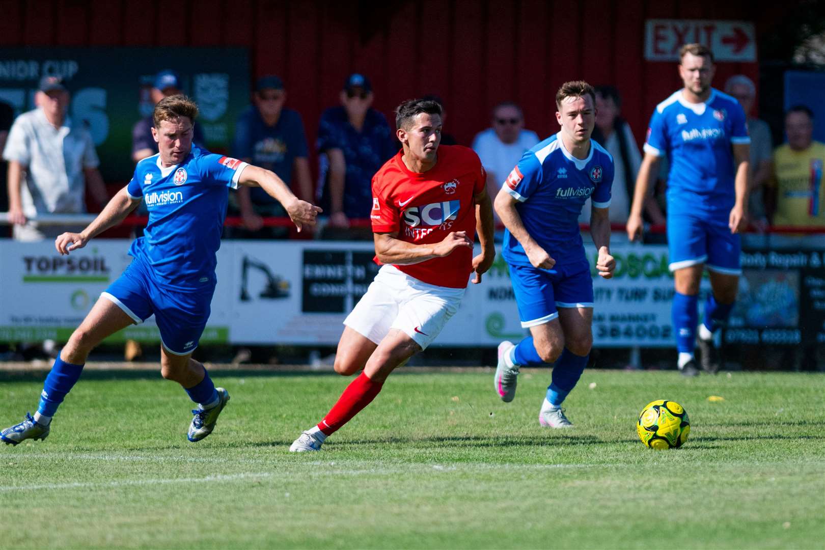 Downham Town's Jacob White against Takeley in the Isthmian League North. Picture: Ian Burt