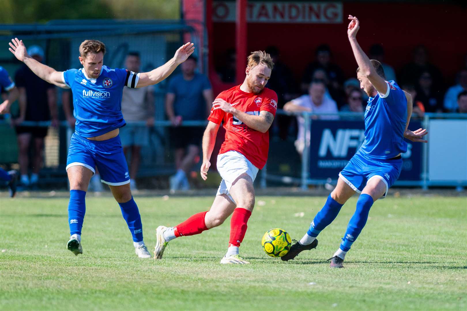 Downham Town's Nathan Davies against Takeley in the Isthmian League North. Picture: Ian Burt