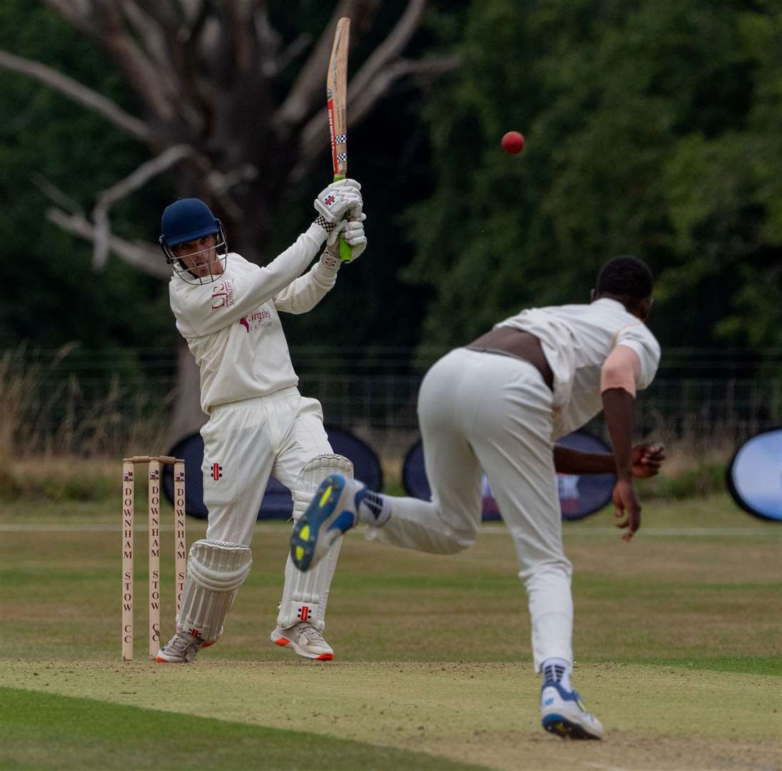 Action between Downham Stow and an Emerging Zimbabwe XI at Stow Hall on Sunday. Picture: Andrew Hunt