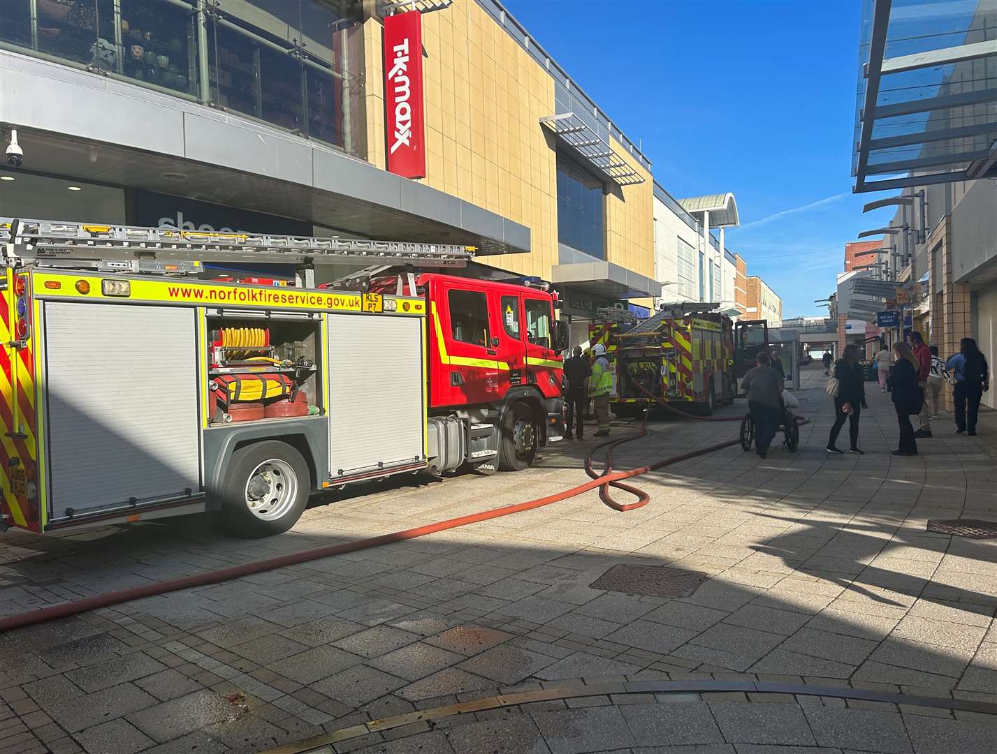 Fire crews at the scene of a blaze in Superdrug this morning. Picture: Kris Johnston