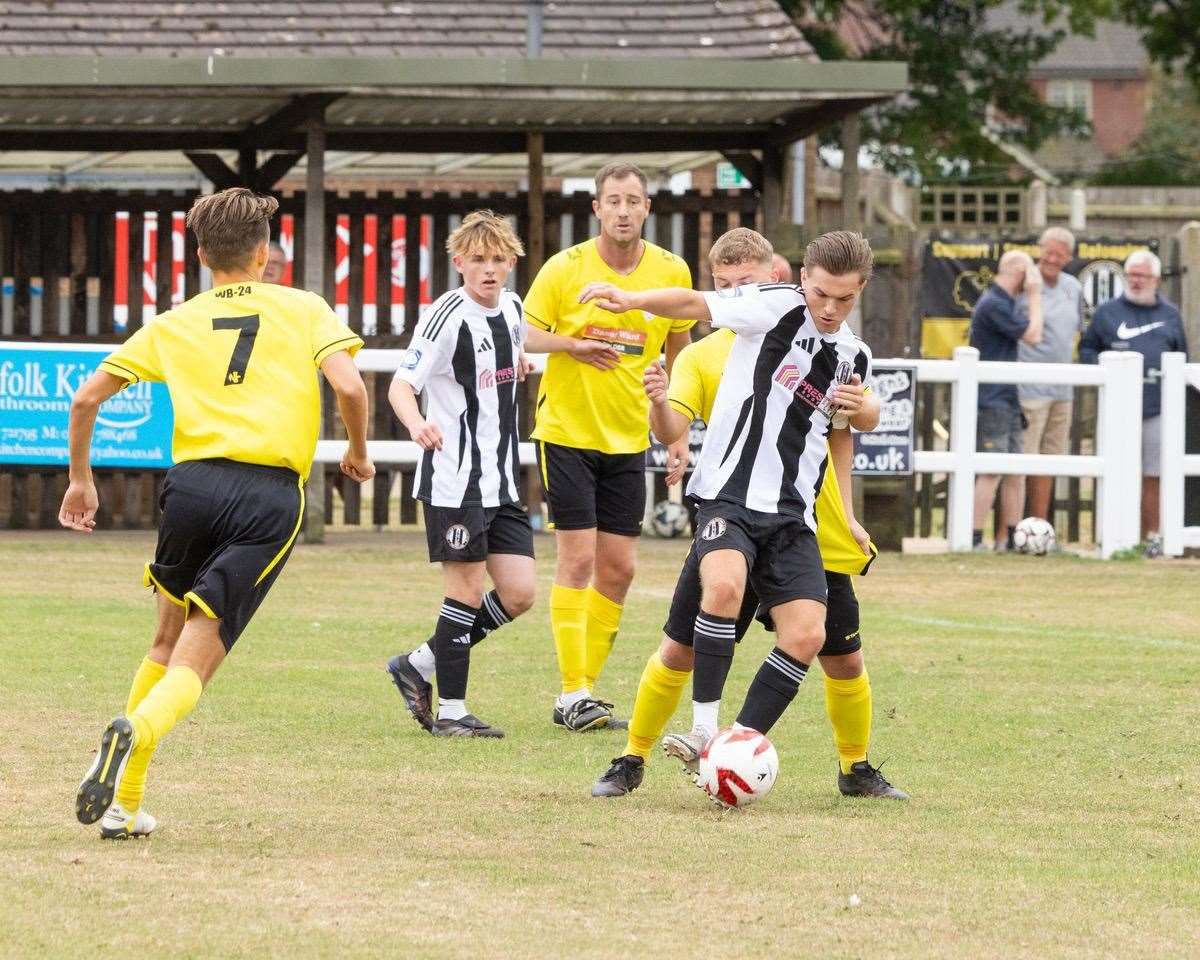 Swaffham Town in action against Scole United. Picture: Eddie Deane
