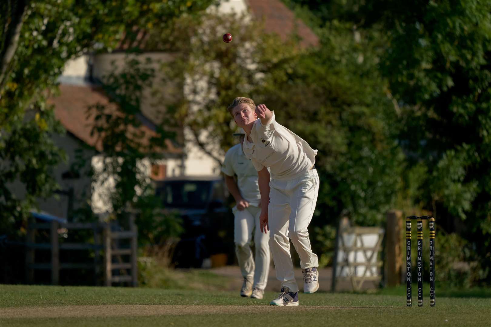 Miles Harris bowling. Picture: Mark Affleck
