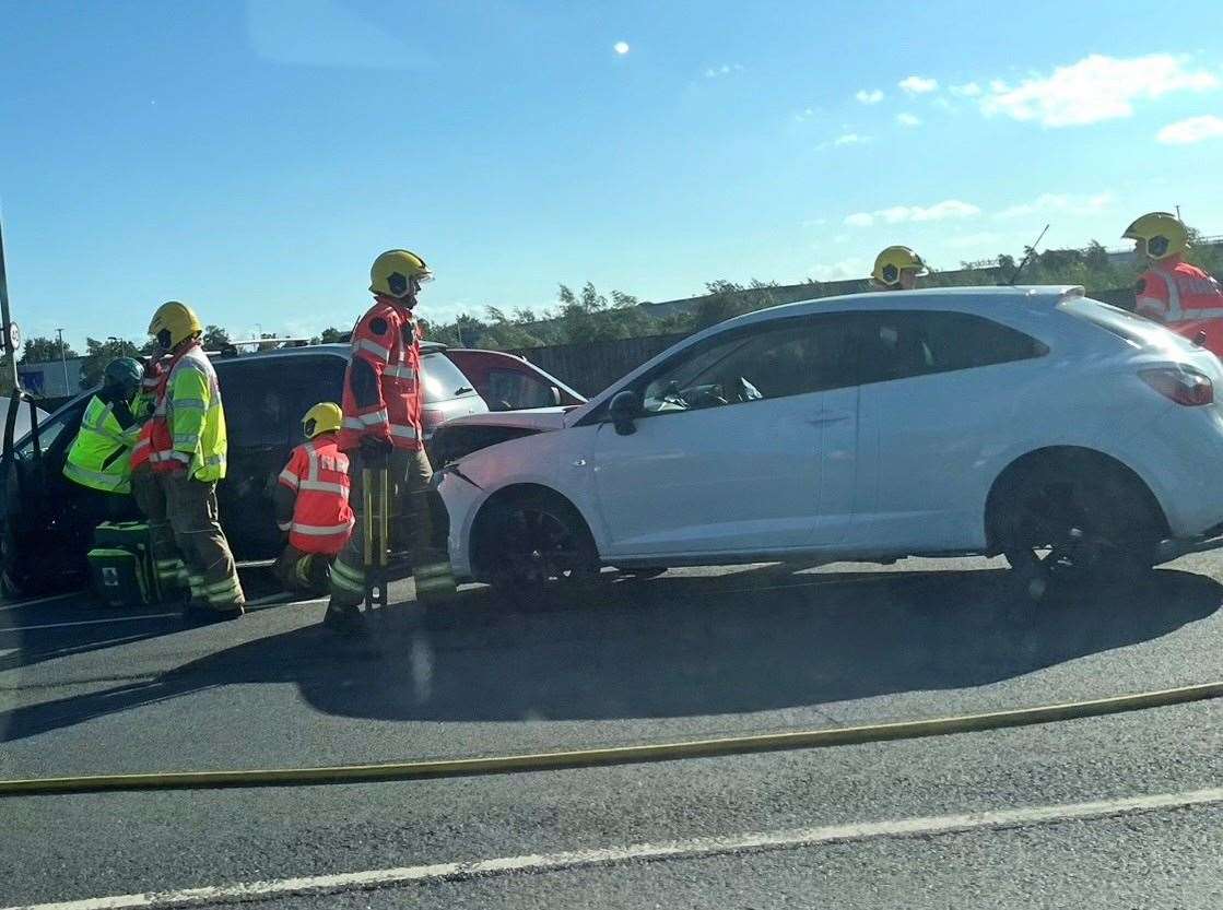The front of a Seat Ibiza had damage
