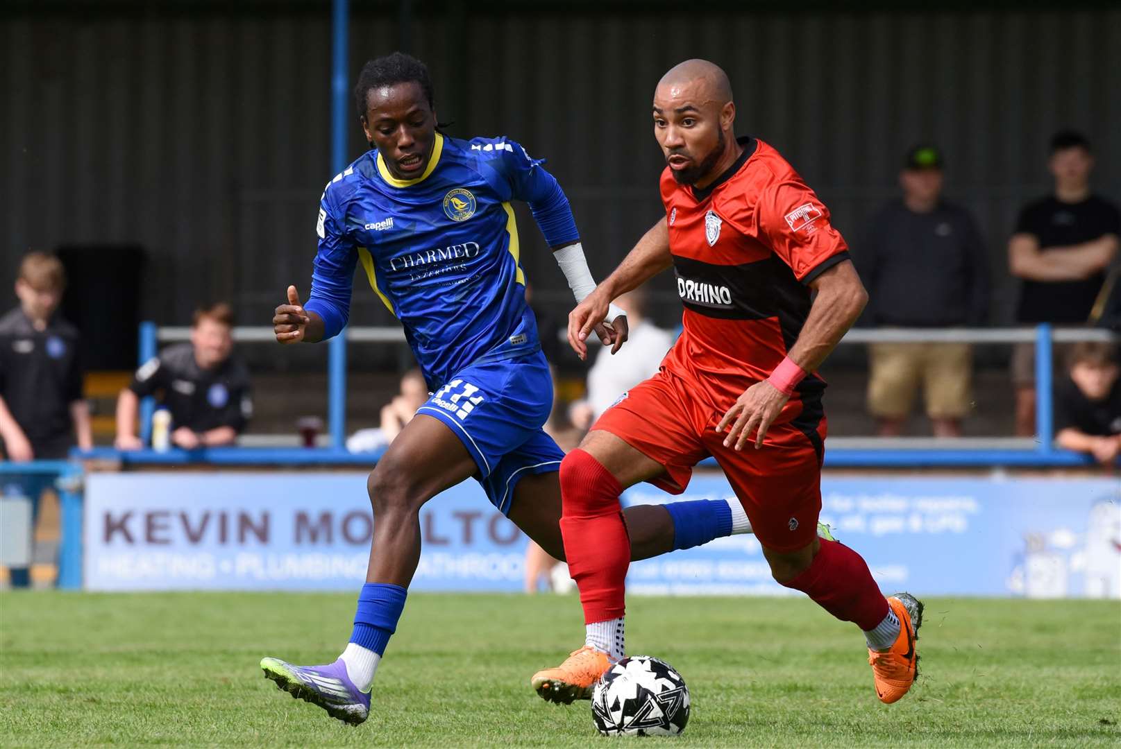 Joe Nyahwema and former Linnet Josh McCammon. Picture: Tim Smith