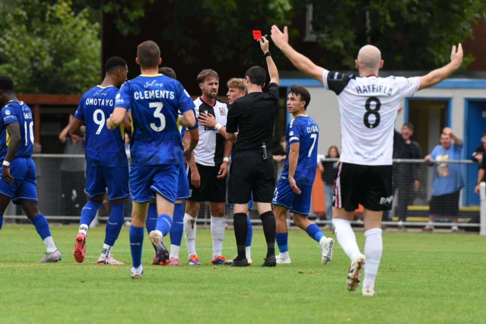A red card for Darlington skipper Scott Barrow. Picture: Tim Smith