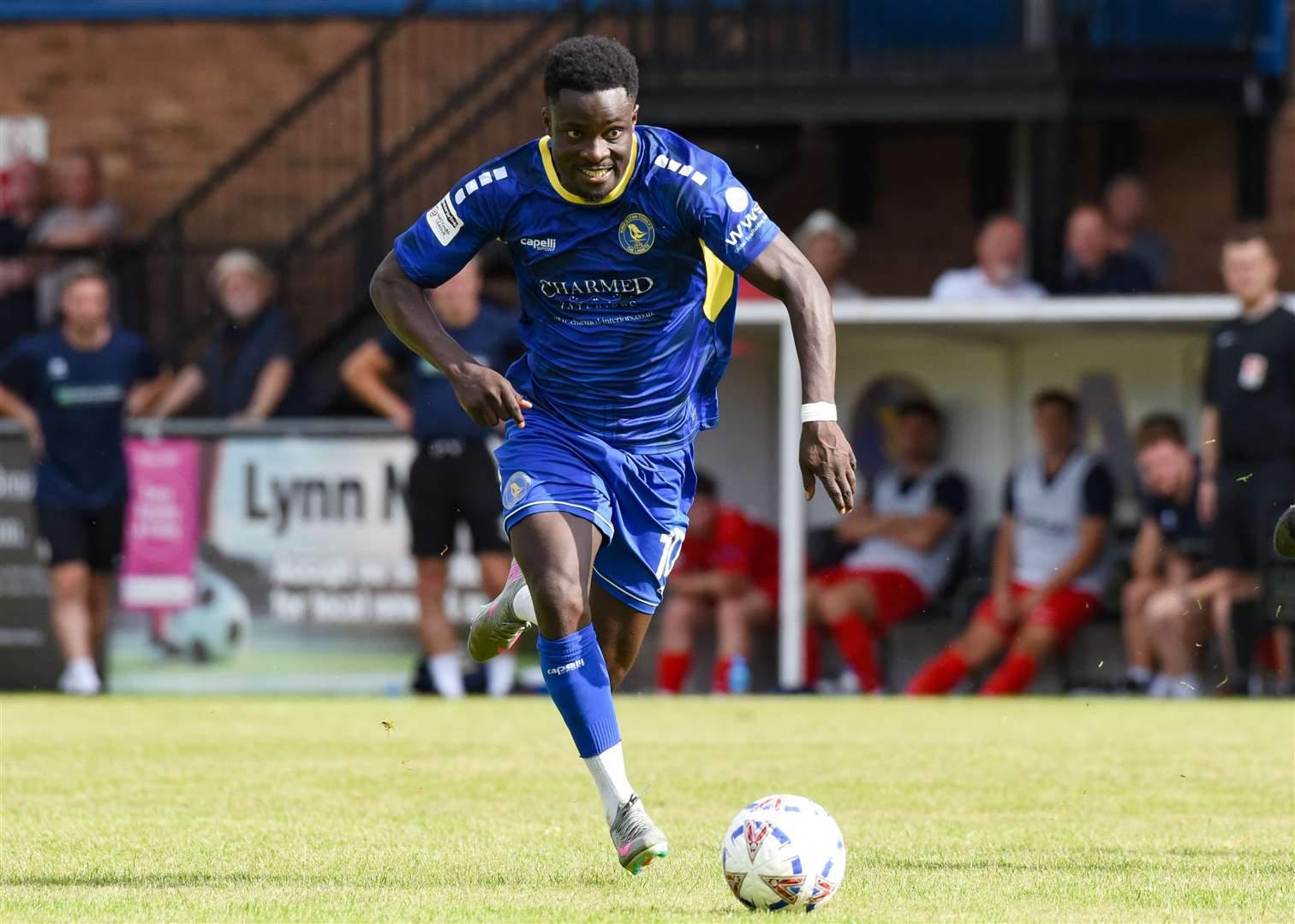 Striker Michael Gyasi hit a hat-trick tonight as King's Lynn Town secured a stunning 5-0 success at previously unbeaten Spennymoor.