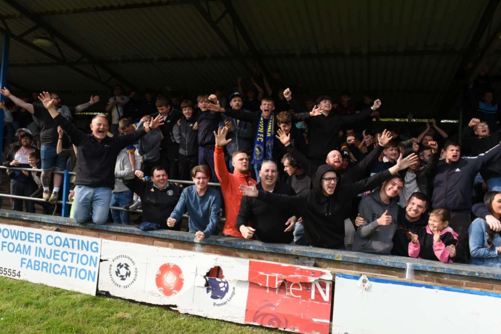 Linnets fans in the North Terrace at the Docherty Walks Stadium. Picture: Tim Smith