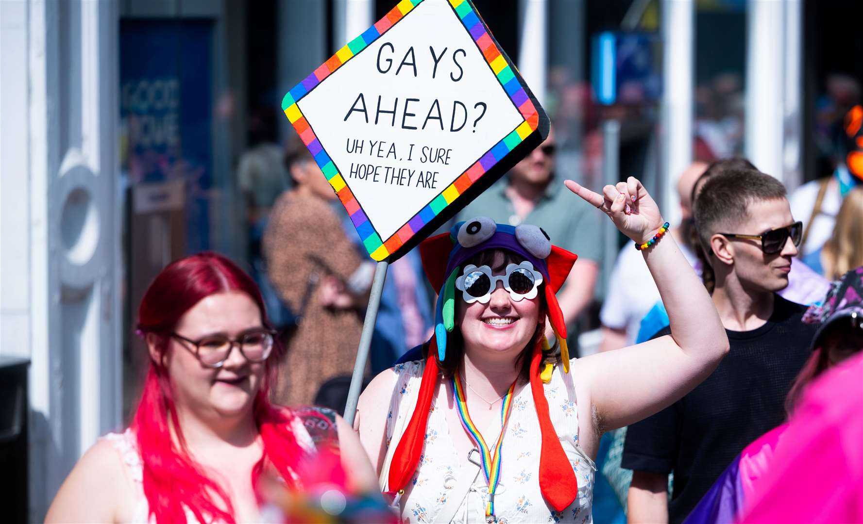 Banners were held aloft. Picture: Ian Burt
