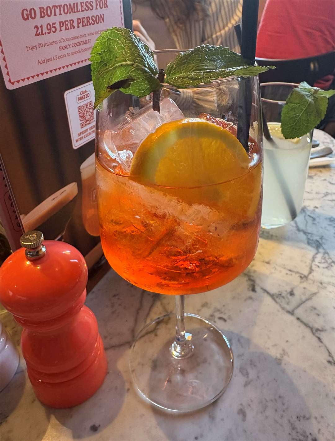 My second drink of choice was an aperol spritz