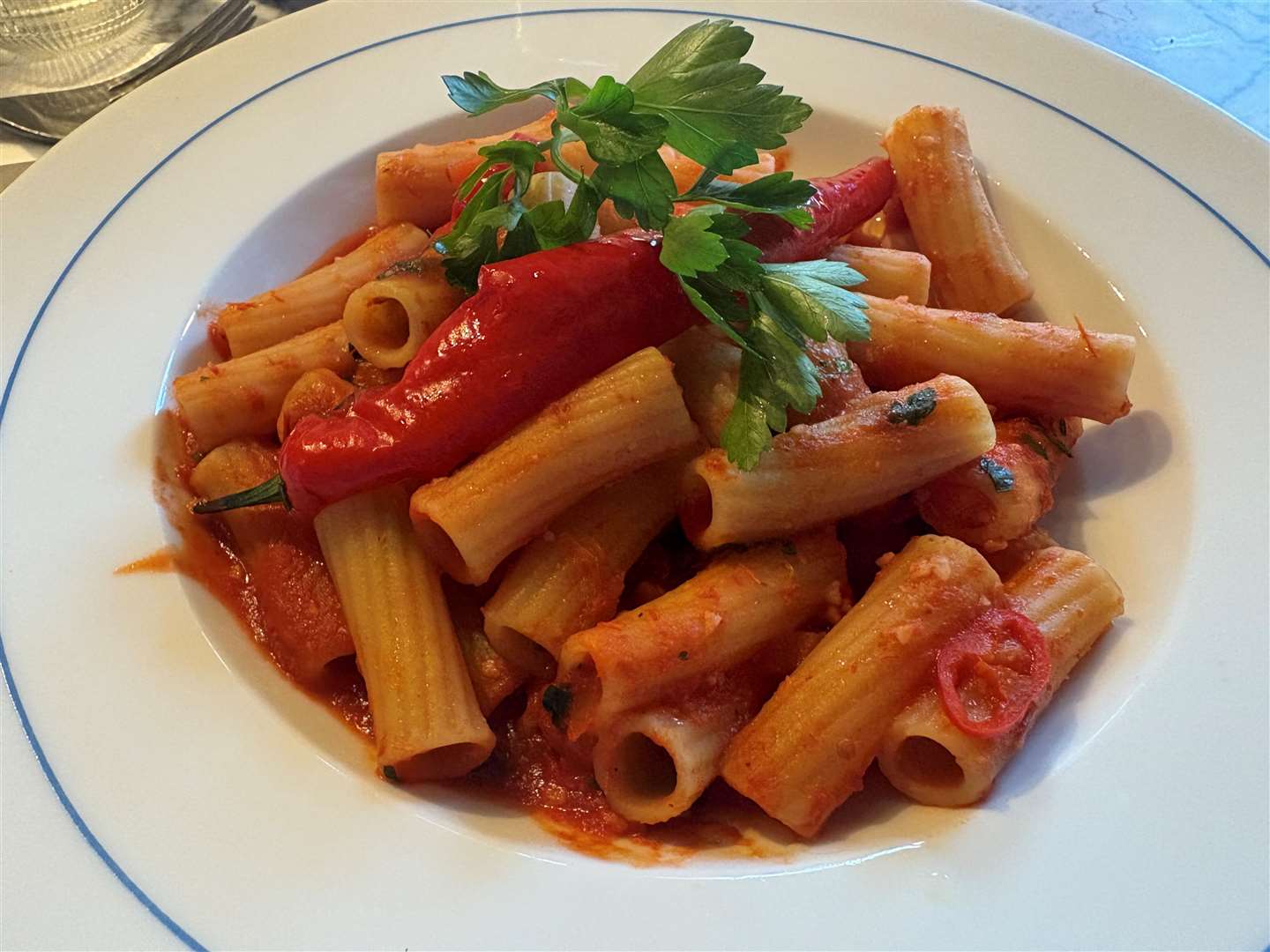 My Rigatoni Arrabbiata was hot and spicy