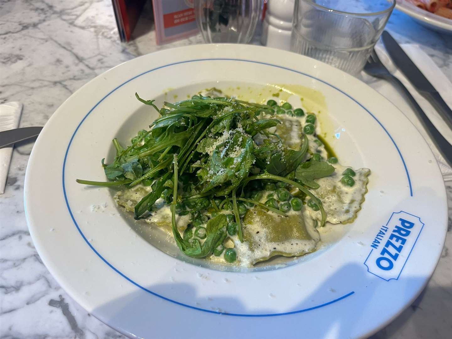 Beth's pea and goat's cheese ravioli