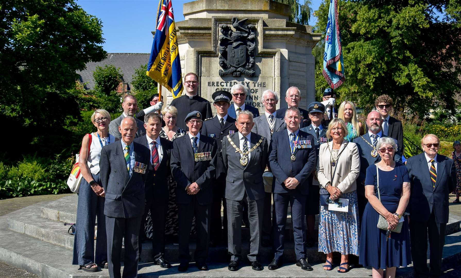 The civic party and Far East Prisoners of War family members gather at the VJ Day Service of Commemoration. Picture: West Norfolk Council