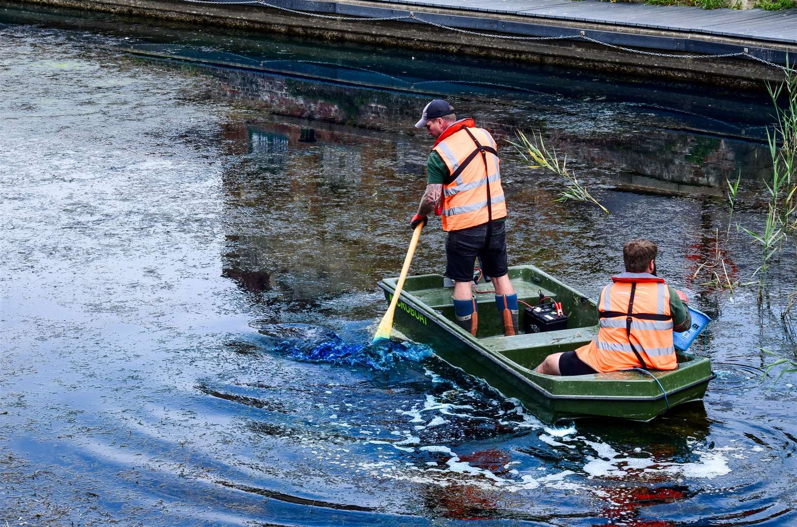 The dye is not harmful and will leave the water with a temporary blue colouring. Pictures: West Norfolk Council