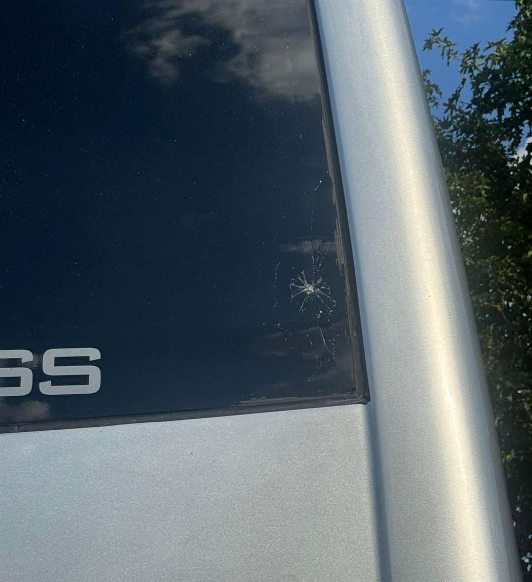 Damage to the Seafordian coach following the game between Chorley and King's Lynn