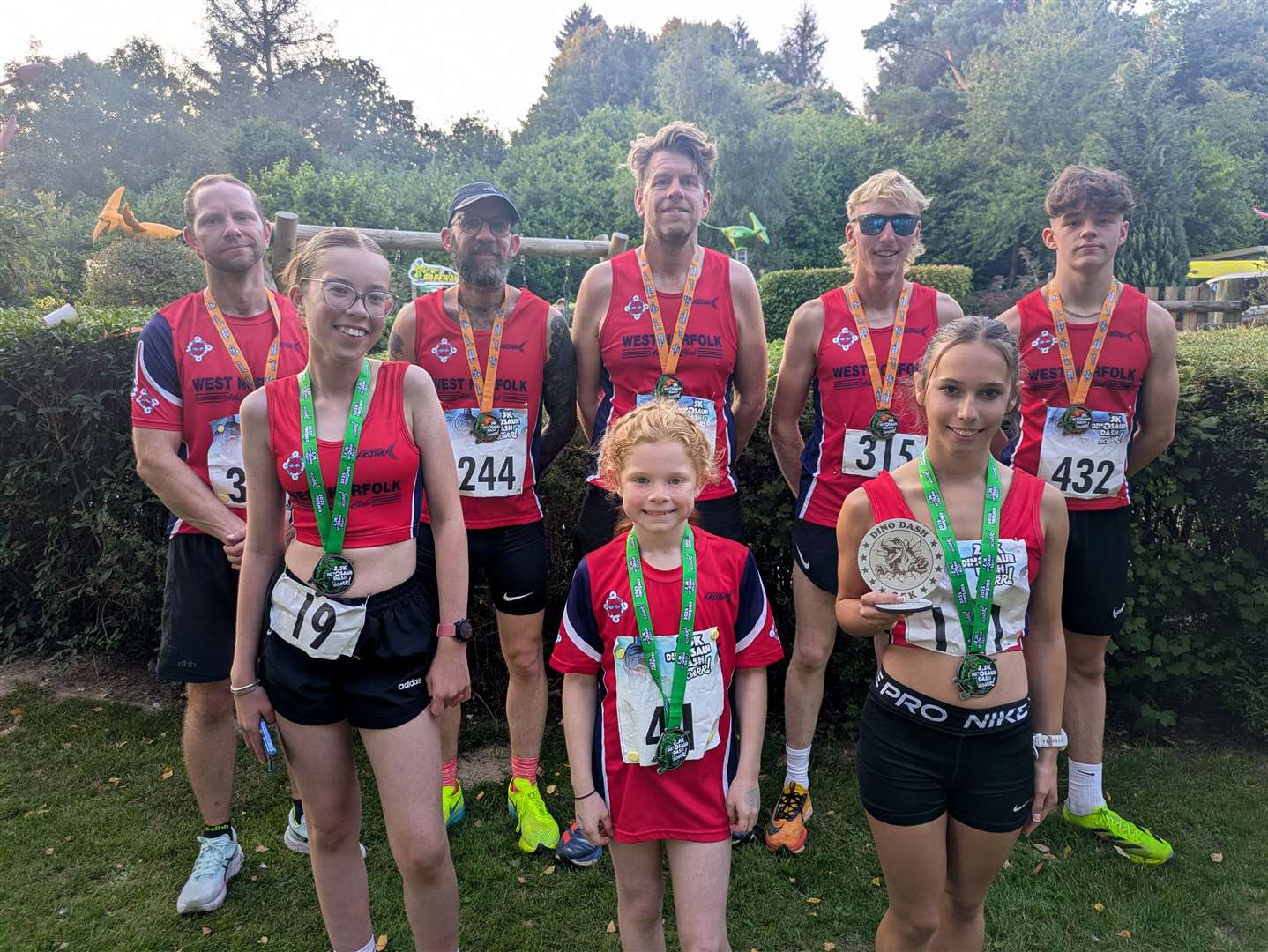 West Norfolk athletes. Pictured back, from left, are: Wayne Gayton, Lee Richardson, Rob Gosnell, Lewis English and Henry Gosnell. Front: India Richardson, Chloe Gayton and Olivia Ord (female winner)