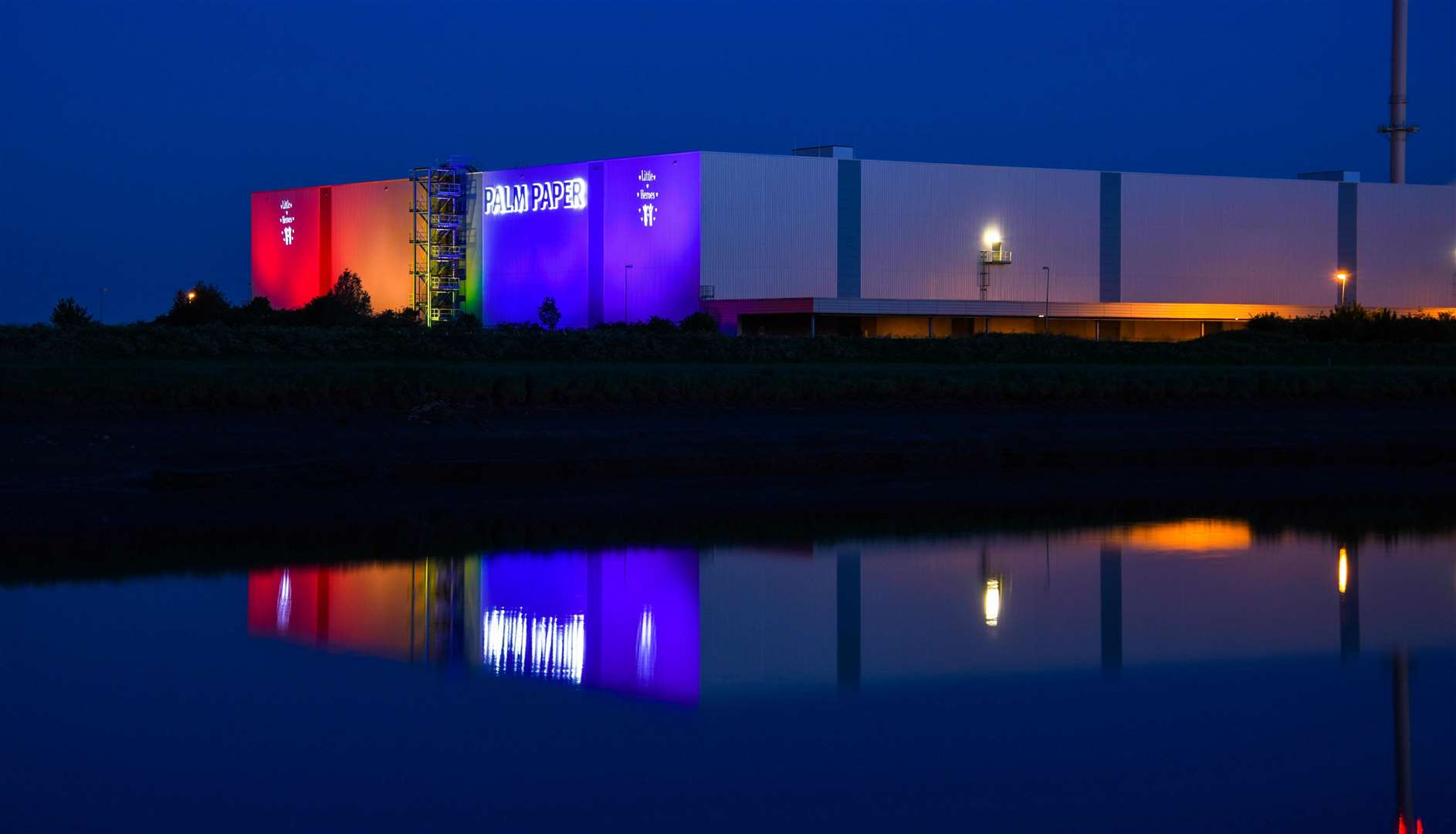Palm Paper in Lynn is taking part in the national industry day. Here the business is pictured a few years ago when it was lit up in tribute to the NHS. Picture: Ian Burt
