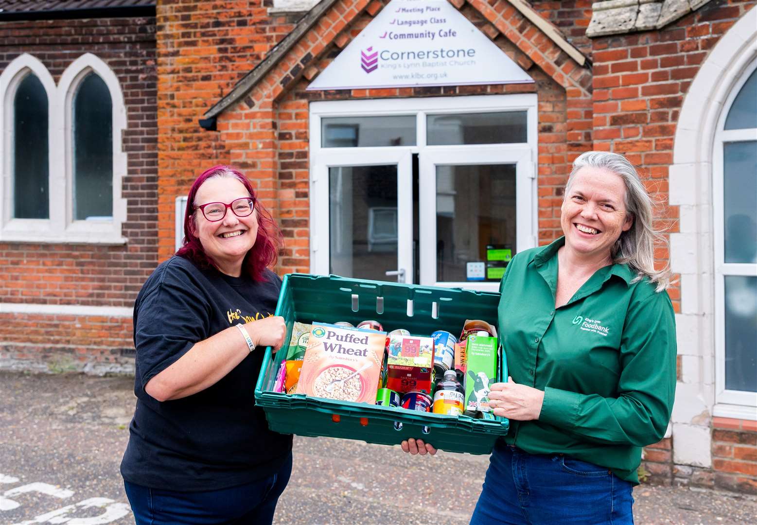The new food bank satellite distribution centre will fill a need in the area. Pictured are Rev June Love and Helen Gilbert getting ready for the opening. Picture: Ian Burt