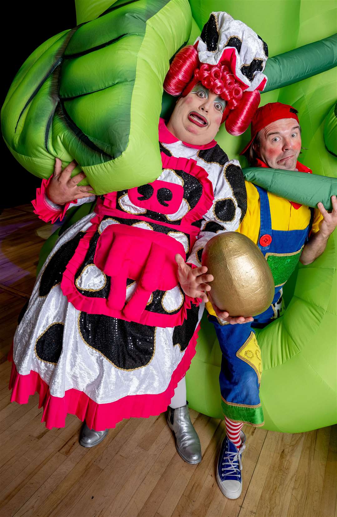 Dame Trott (Harry Hart) gets into character with Silly Billy (Scott Cripps).
