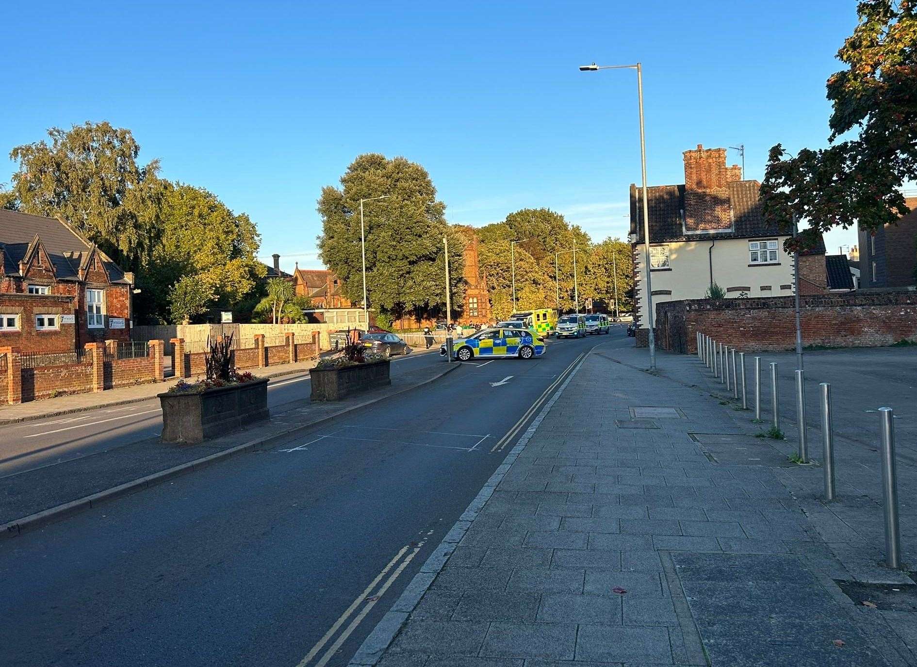 Police have closed off the road from the London Road direction. Picture: Kris Johnston