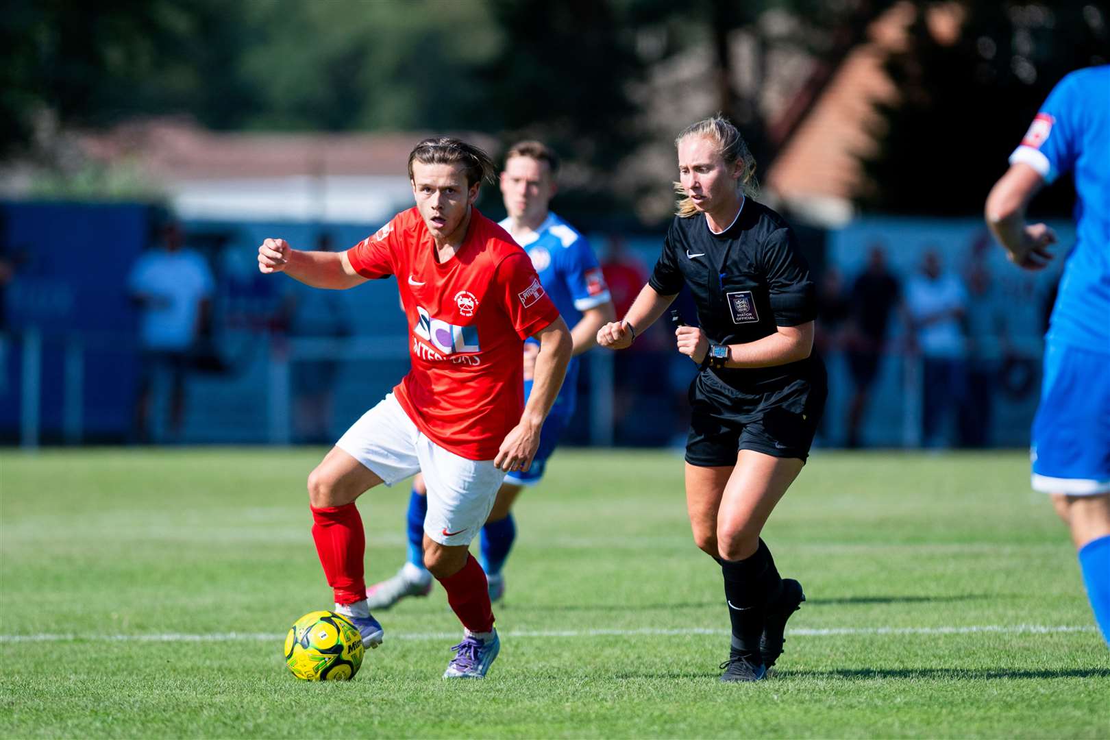 Charlie Royle scored a brace for Downham Town in a 2-1 win against Brantham Athletic at the Memorial Field this afternoon.