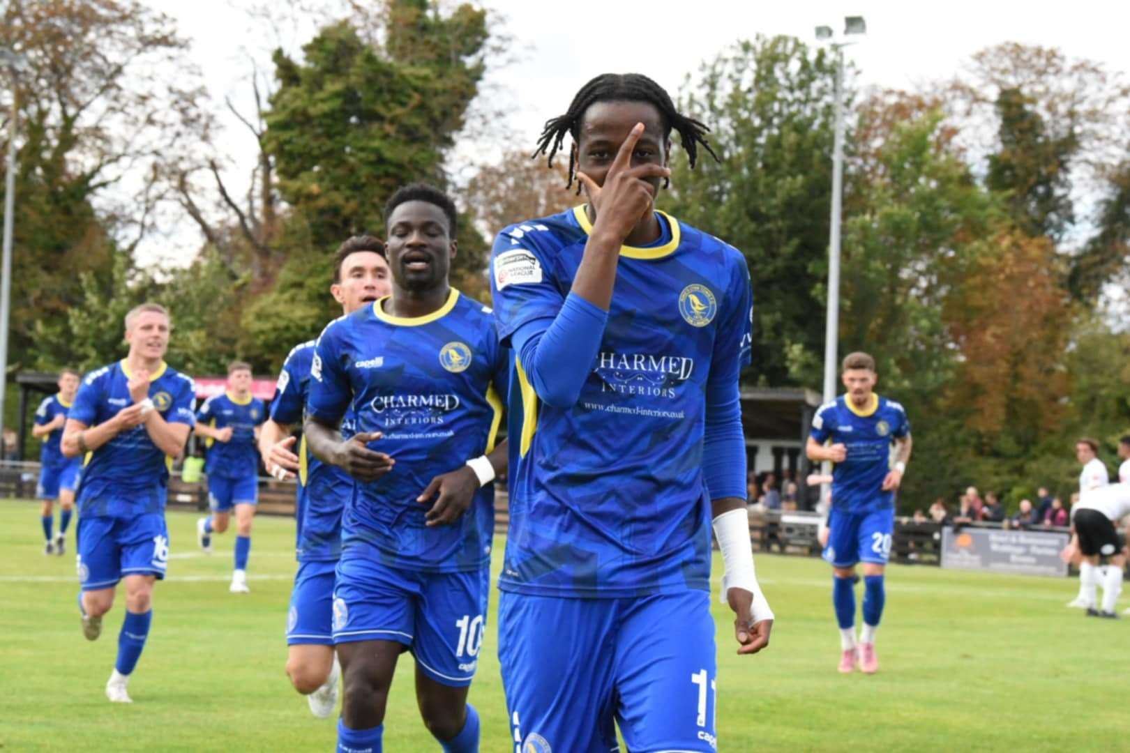 Joe Nyahwema celebrates Lynn's third goal. Picture: Tim Smith