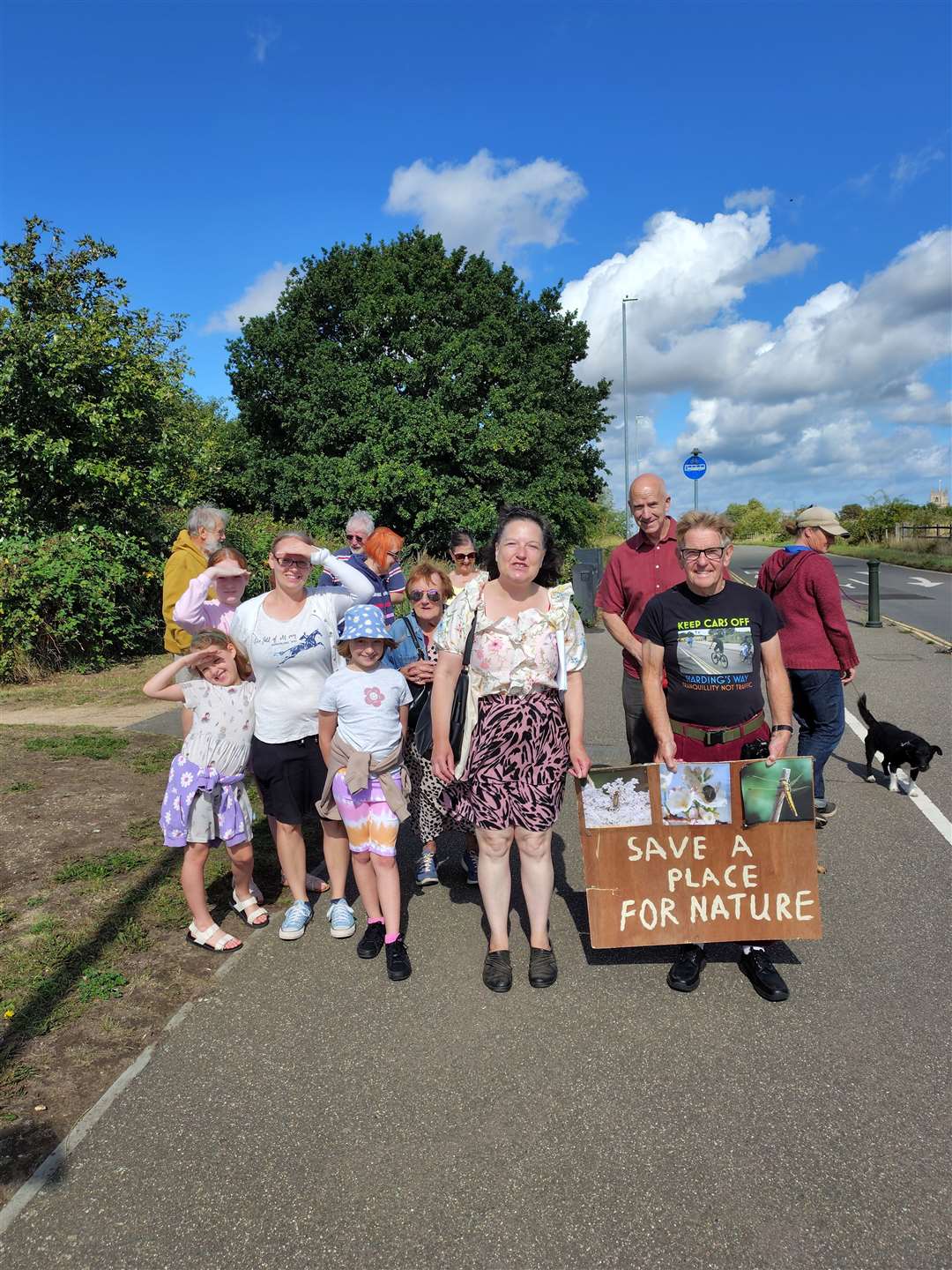 Cllr Alex Kemp (middle) with protestors in South Lynn over concerns about taxis potentially being allowed on Harding's Way