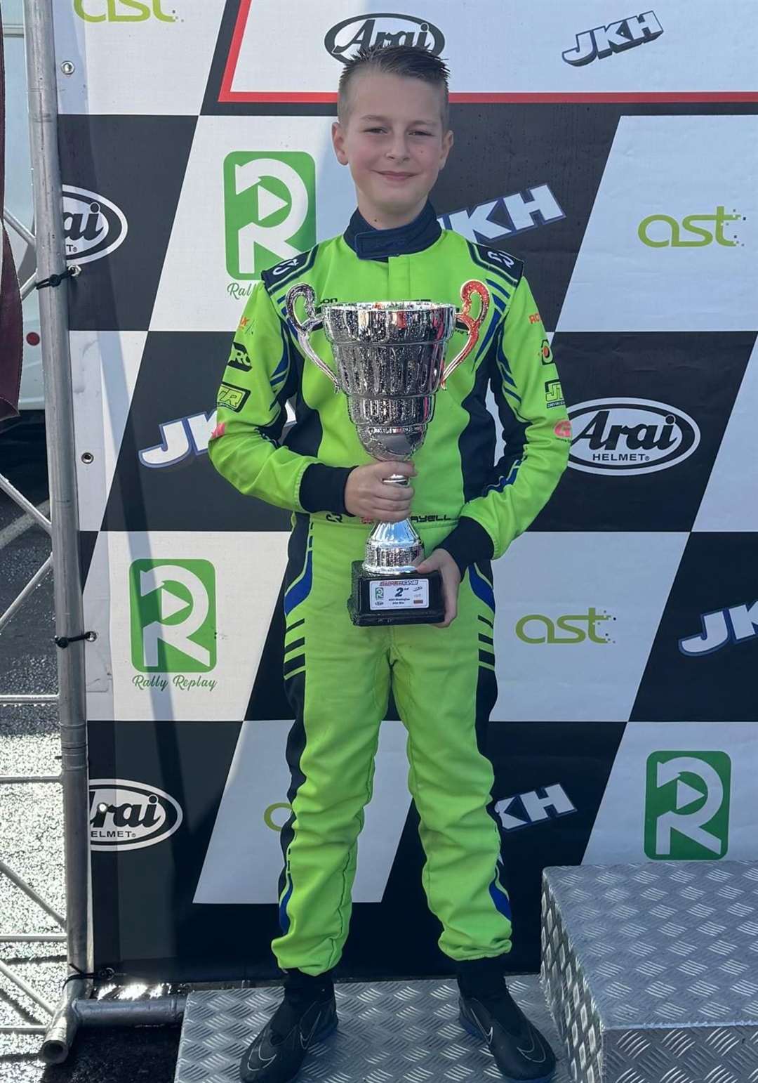 Jenson Sayell on the podium. Picture: Trudy Sayell